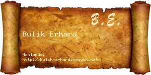 Bulik Erhard névjegykártya